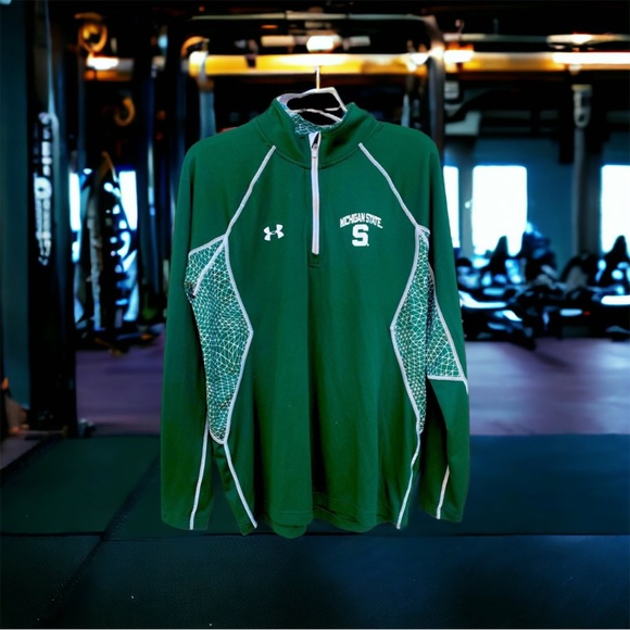 Men’s Michigan State Under Armour Heatgear 1/4 Zip Long Sleeve Pullover | Sz Med - Picture 1 of 12
